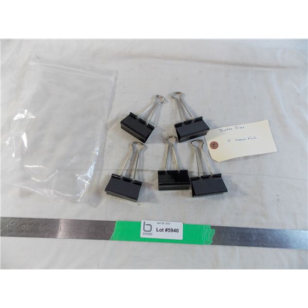 Bag of 5 binder clips - 2" size