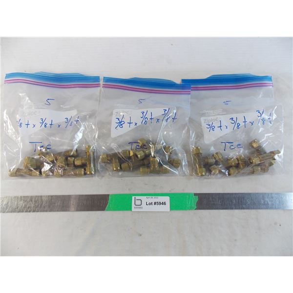 (3) Bags of (5) tees - 3/8 t x 3/8 t x 3/8 t