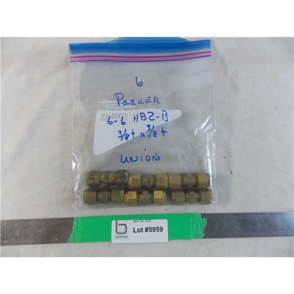 Bag of (5) Parker 6-6-HBZ-B 3/8 t union