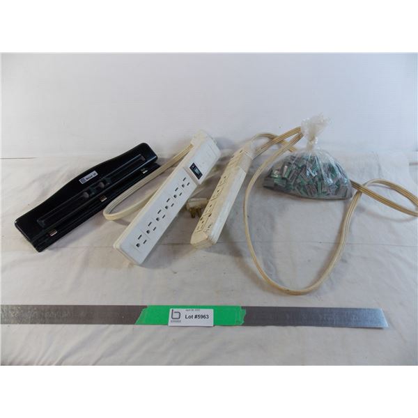 (2) Surge Protectors + Hole Punch + Telephone Tabs