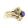 1.61 ctw Blue Sapphire And Diamond Ring And Band - 14KT Yellow Gold