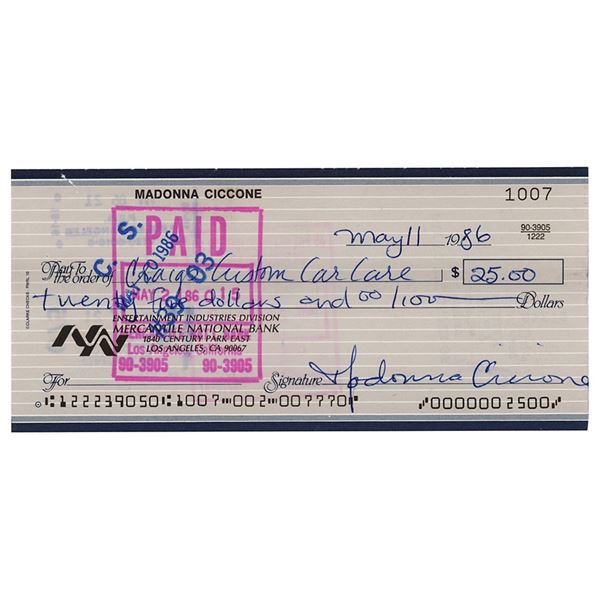 Madonna Signed Check