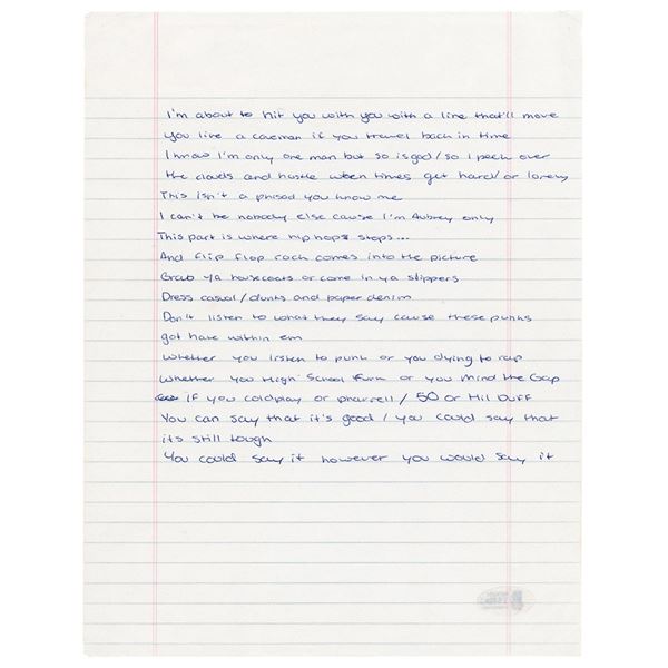 Drake Handwritten Lyrics