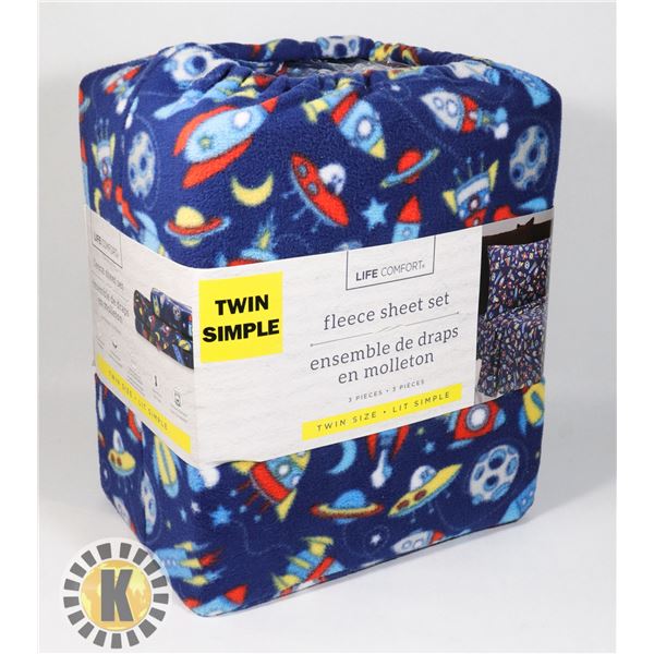 LC FLEECE SHEET SET TWIN BLUE