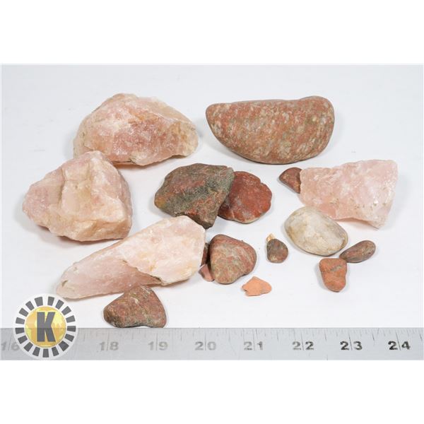 LARGE QUARTZ CRYSTALS AND JASPER HEALING STONES