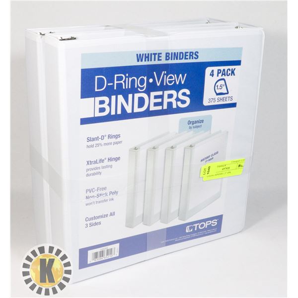 D-RING BINDER 1.5" 4PK
