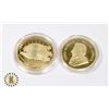 Image 2 : 2 GOLD PLATED 1 OZ GOLD COIN COPIES, NOVELTY