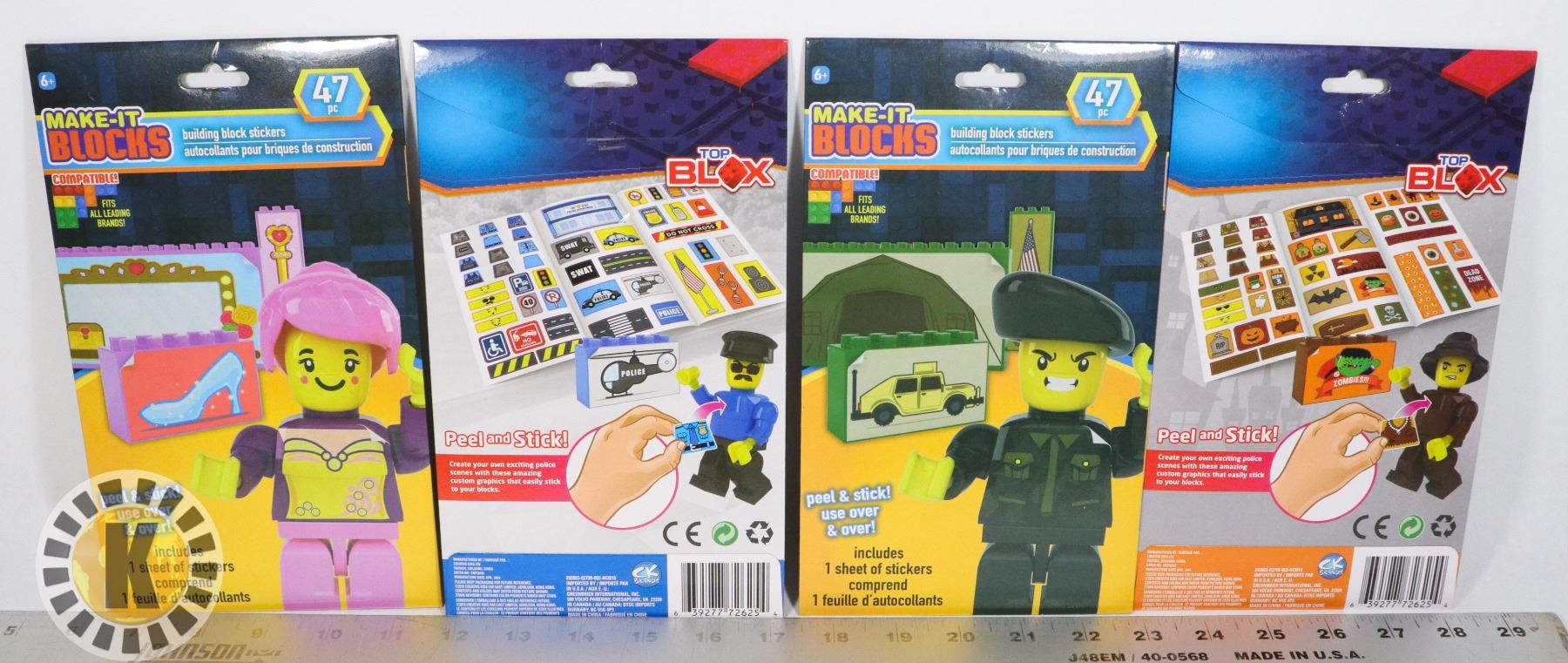 4 NEW PACKS ASSORTED BUILDING BLOCK BRICK STICKERS