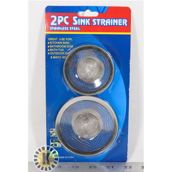 NEW 2 PC STAINLESS STEEL SINK STRAINER