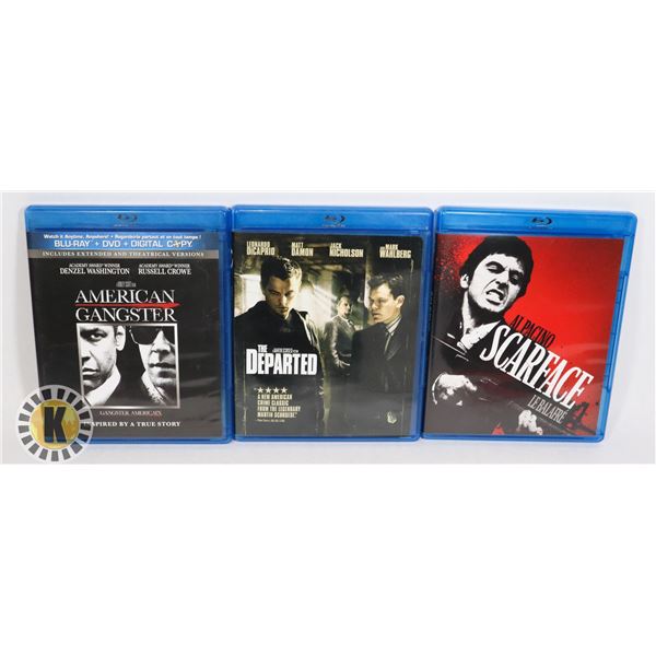 3 GANGSTER THEMED FILMS INCL SCARFACE BLURAY