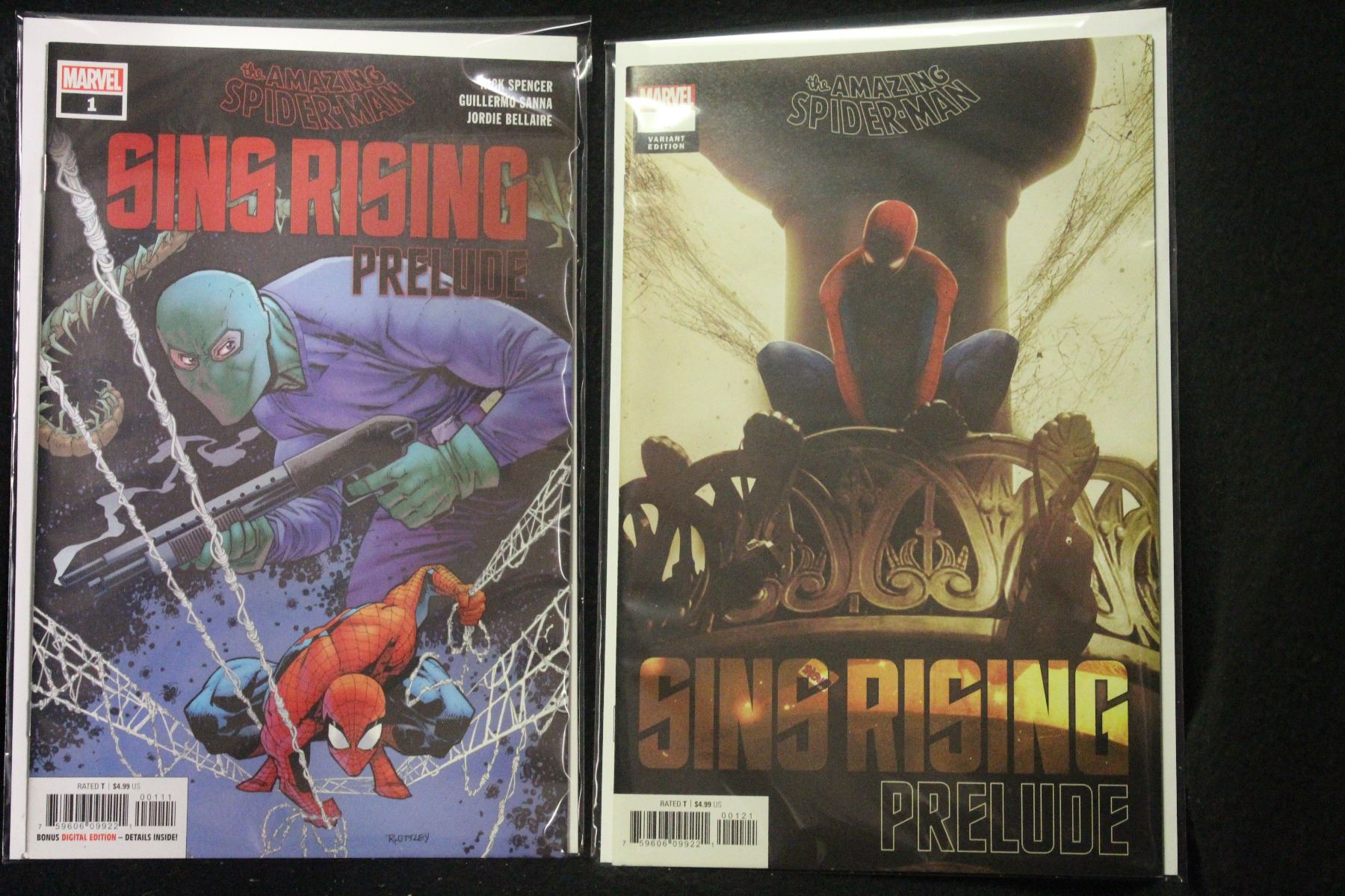 Amazing Spider-man Sins Rising Prelude #1 Regular & Variant Cover Lot ...