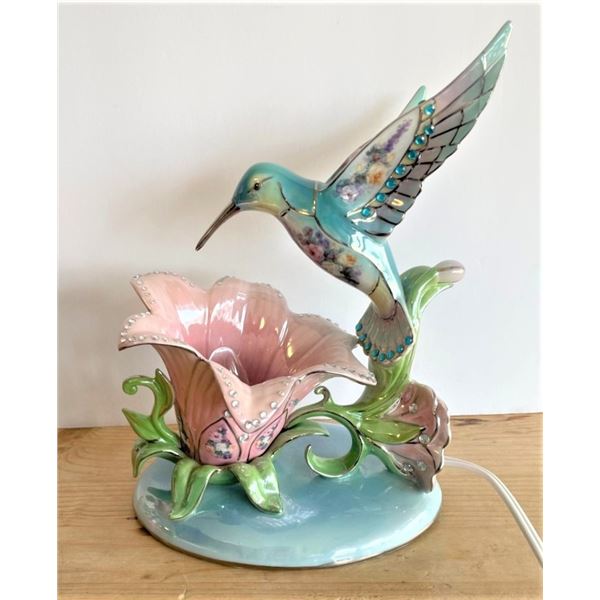 Lena Liu Porcelain Hummingbird Accent Lamp: Radiant Gardens by The Bradford Exchange