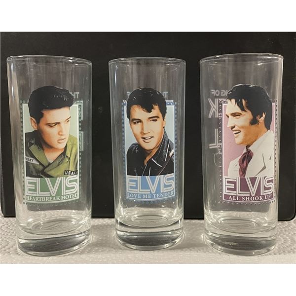 THREE Elvis Drinking Glasses