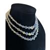 Image 2 : Aurora Borealis Crystal Bead Necklace,  Three Strands,  Mid Century and Adjustable