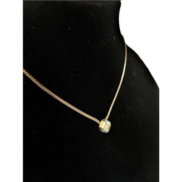 Avon Set , Gold Tone Chain with Pendant and Matching Clip on Earrings