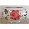 Image 2 : Two Hand Painted Glass Pieces - Bowl and Vase