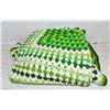 Image 1 : GREEN AND WHITE VINTAGE CROCHETED AFGAN