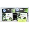 Image 1 : 2 NEW HP 64 XL TRICOLOUR INK REFILL CARTRIDGES