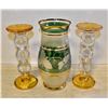Image 1 : PAIR OF ITALIAN CANDLE STICKS + VASE