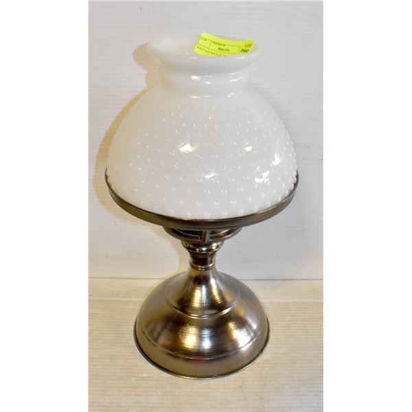 VINTAGE MILK GLASS OIL LAMP