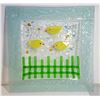 Image 1 : 29)  WHIMSICAL SPRING THEMED SQUARE GLASS