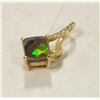 14K YELLOW GOLD AMMOLITE AND DIAMOND PENDANT.