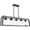 Image 1 : NEW MELUCEE 5 LIGHT LINEAR PENDANT LIGHT, BLACK