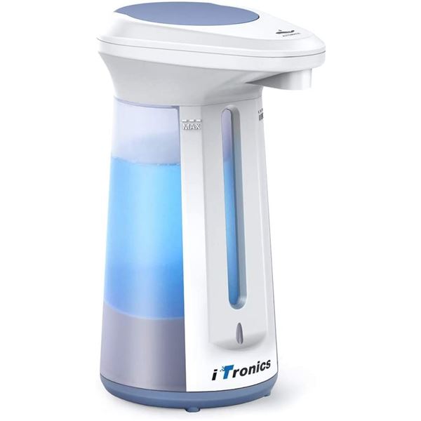 NEW ITRONICS AUTOMATIC SOAP DISPENSER, WHITE/BLUE