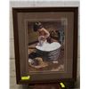 Image 1 : TODDLER BOY IN WASH BASIN FRAMED  (21" X 26")