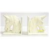 Image 1 : PAIR OF WOODEN HORSE BOOKENDS - PAINTED WHITE
