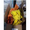 Image 8 : 3 BOXES ELECTRIC AIR COMPRESSOR, LIFTING STRAPS, RAIN GEAR, TOOLS