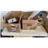 Image 1 : 2 BOXES OF TOOLS, AIR GRINDER, HAND TOOLS, GAS CAN
