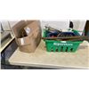 Image 1 : BOX AND BIN OF SAWBLADES, HAMMERS, FILES, CLAMPS, SHOP SUPPLIES
