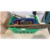 Image 2 : BOX AND BIN OF SAWBLADES, HAMMERS, FILES, CLAMPS, SHOP SUPPLIES
