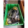 Image 3 : TOTE AND BOX OF TOOLS, HARDWARE FASTENERS AND ELECTRICAL
