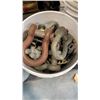 Image 2 : 3 PAILS OF IRON BOLTS, SHACKLES, HANDLES, HARDWARE, PARTS