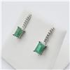 Image 2 : STERLING SILVER 5.9MM X 3.88MM NATURAL EMERALD (0.94CTS) & CZ EARRINGS, W/A $740.00