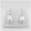 Image 1 : STERLING SILVER PINK GOLD TONE PLATED 14.5MM X 11MM GENUINE FRESHWATER PEARL & CZ EARRINGS, W/A $575