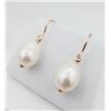 Image 2 : STERLING SILVER PINK GOLD TONE PLATED 14.5MM X 11MM GENUINE FRESHWATER PEARL & CZ EARRINGS, W/A $575