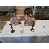 Image 1 : 2 CAT FIGURES, 2 CANDLE STICKS AND STONE FIGURE