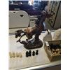Image 8 : STONE CHESS PIECES, 2 DECORATIVE STONE BOOKENDS AND HORSE FIGURE