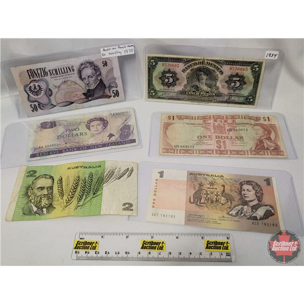 Foreign Bills - Variety (6): Austrian, New Zealand, Mexico, Australia, Fiji (See Pics for Varieties,