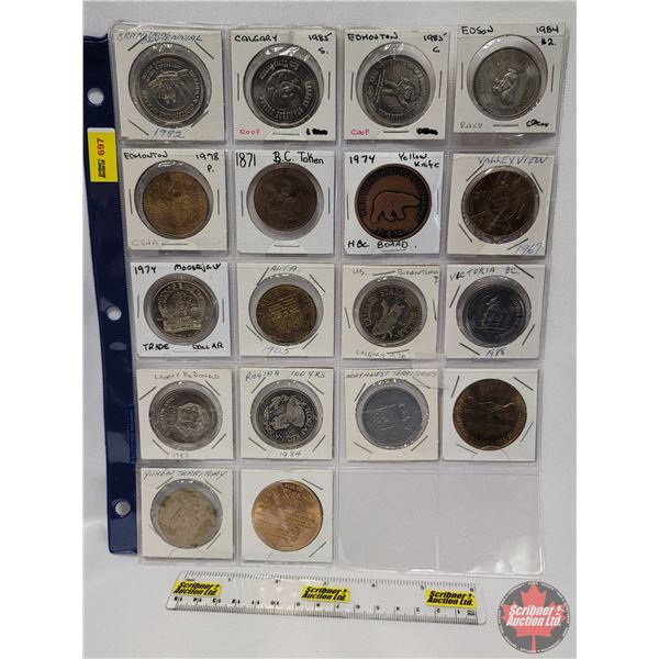 Variety of Tokens/Trade Dollars (18) Collector Combo: Calgary, Edmonton, Brandon, Yellowknife, Valle
