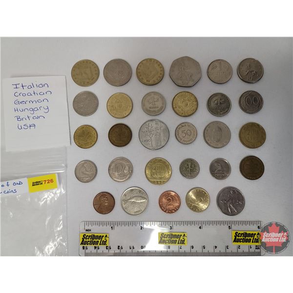 Variety of Foreign Coins (29) Collector Combo: Italy, Croatia, German, Hungary, Britain, USA! MUST L