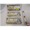 Image 1 : Canada $1 Bills 1973 (3 Consecutive): Crow/Bouey #AMR1947532-33-34 (See Pics for Varieties, Serial N