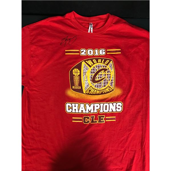 LEBRON JAMES SIGNED CLEVELAND CAVALIERS CHAMPIONS SHIRT (IN PERSON AUTHENTICS COA)