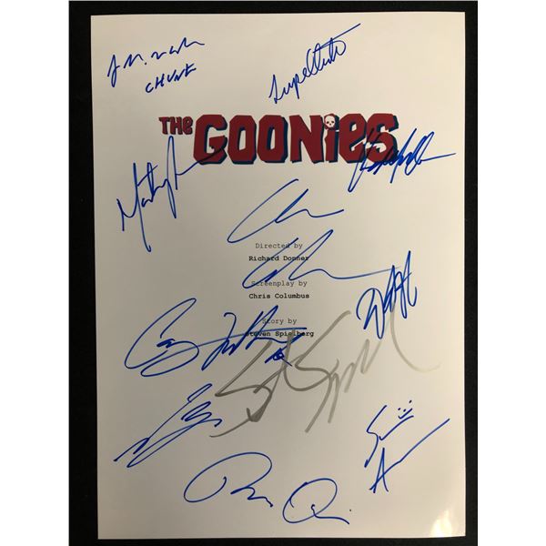 GOONIES CAST SIGNED SCRIPT COVER w/ COREY FELDMAN, STEVEN SPIELBERG   MORE (RA COA)