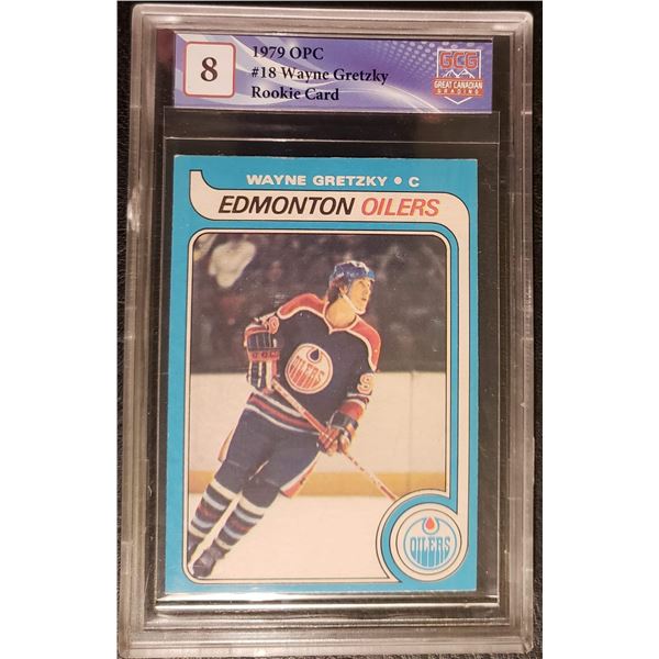 1979-80 O-PEE-CHEE #18 WAYNE GRETZKY Rookie Card (GCG 8)