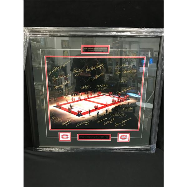 MONTREAL CANADIENS HOF SIGNED FAREWELL TO THE FORUM 24X24 FRAMED DISPLAY (DRYDEN?)