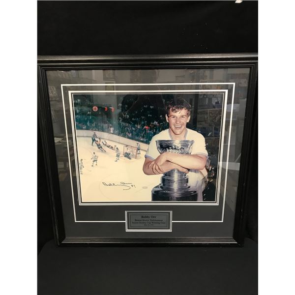 BOBBY ORR SIGNED STANLEY CUP 20 X 24 FRAMED DISPLAY (GNR COA)